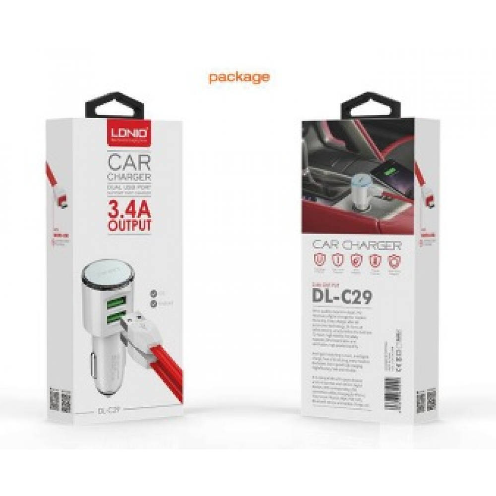 LDNIO 2PORT CAR CHARGER 3.4A DL-C29 MICRO