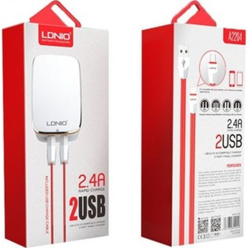 LDNIO 2PORT ADAPTOR 2.4A A2204 MICRO