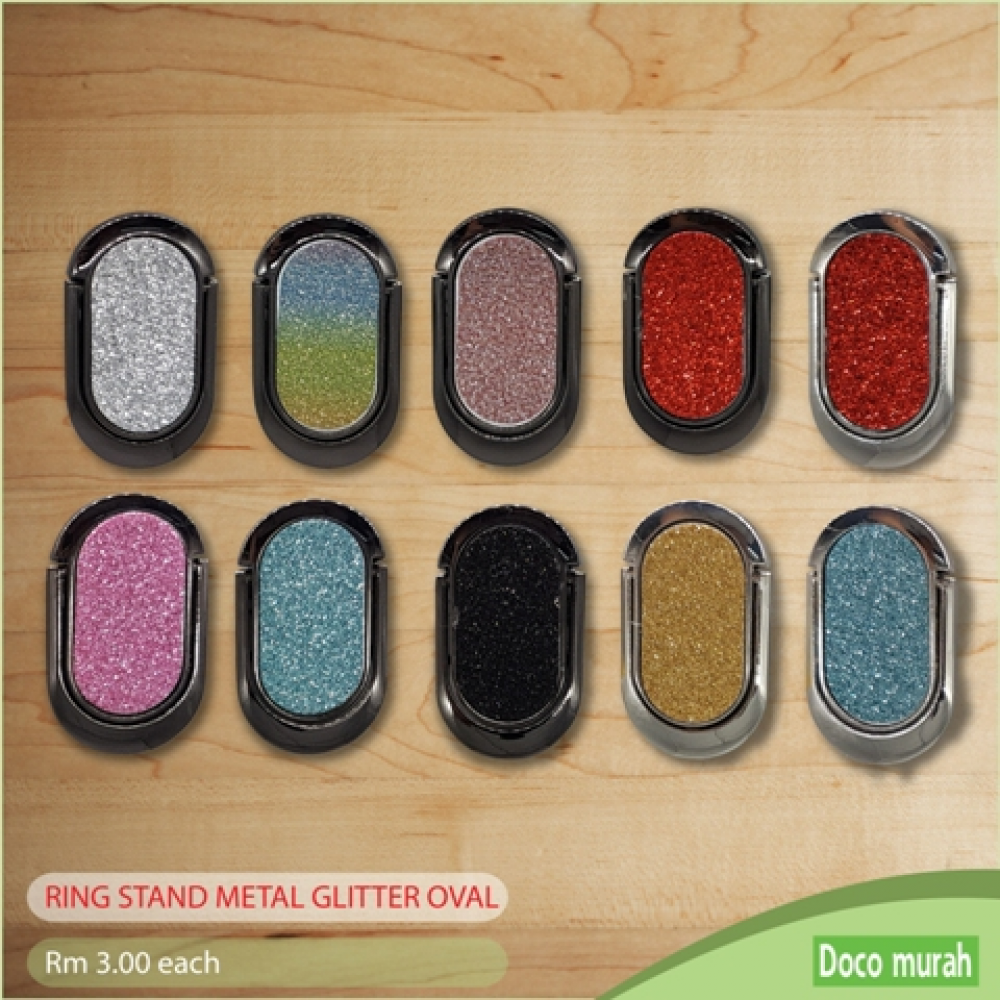 RING STAND METAL GLITTER OVAL