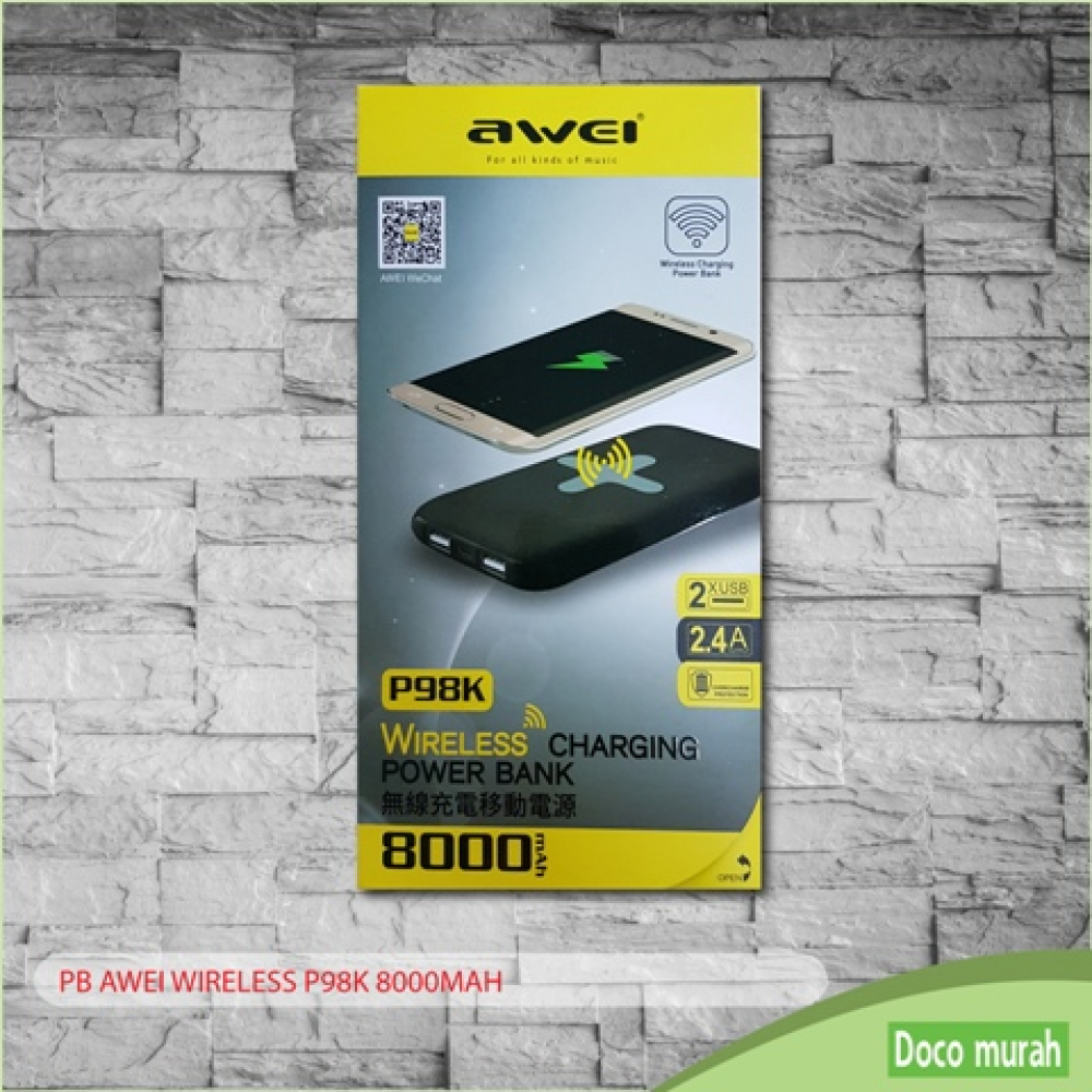 POWERBANK AWEI WIRELESS P98K 8000MAH (WHT)